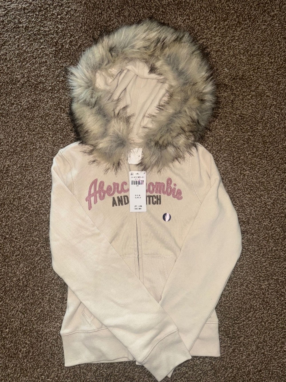 Abercrombie Kids Faux Fur Hoodie Size 7/8 – Cream Cozy Sweatshirt NWT